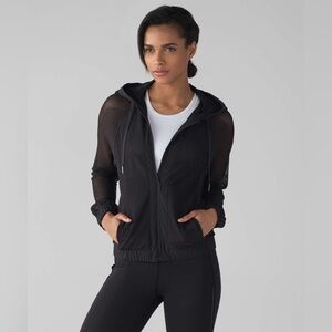 Lululemon Mesh on Mesh Jacket Black Womens 4 Black Full Zip Hoodie Sheer